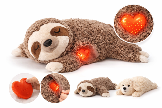 SlothCalm™ – Jouet Apaisant Battement de Cœur pour Chiot & Chien Anxieux